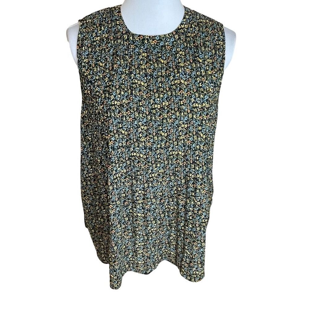 Adrianna Papell Floral Sleeveless Lightweight Blouse Black Size Medium